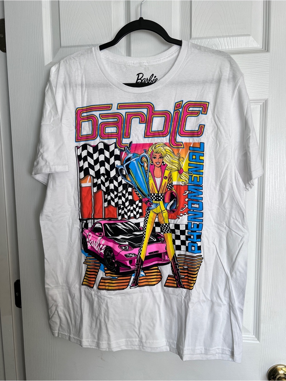 Barbie White Graphic Tee with Black Print